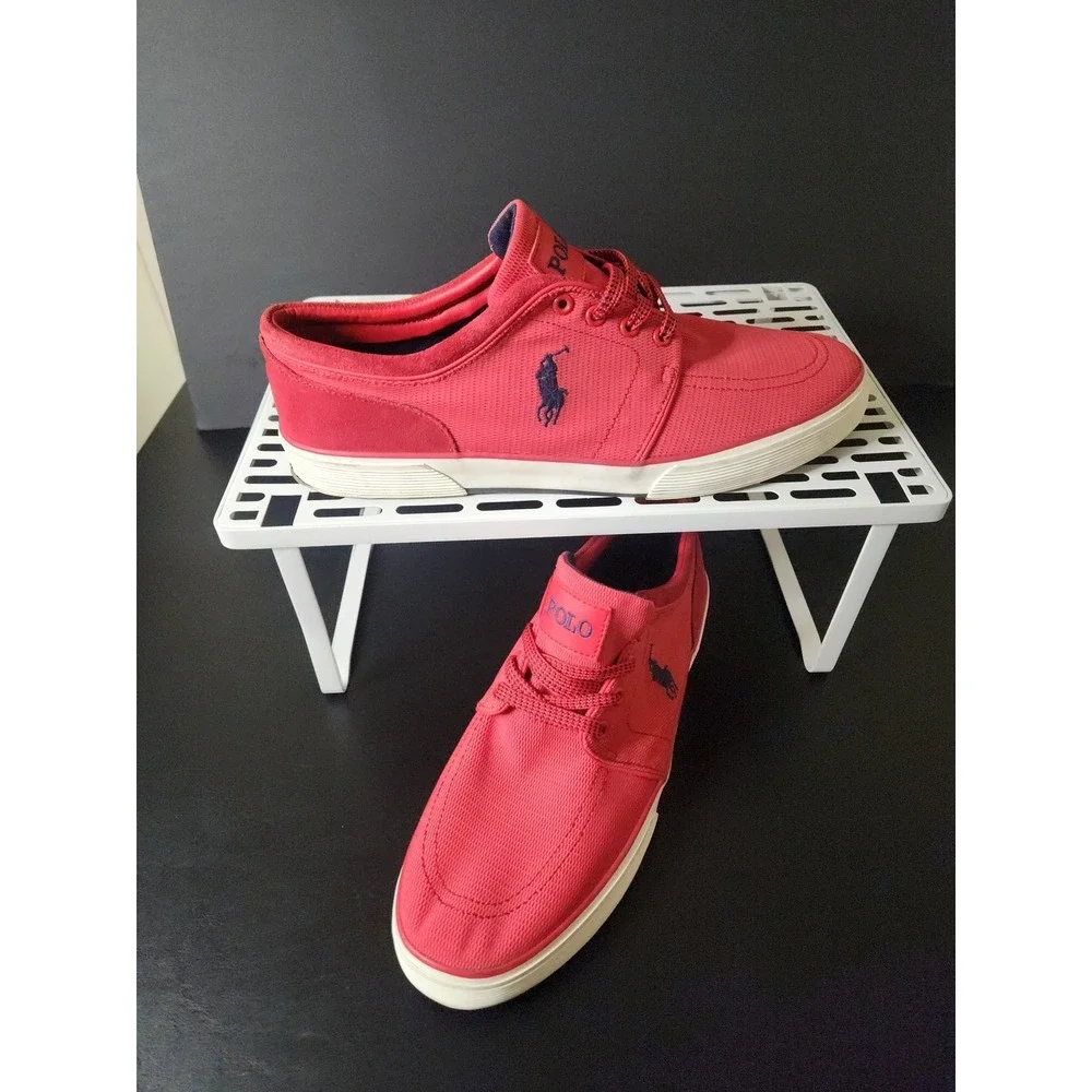 Polo Ralph Lauren Faxon Low Red Mesh Suede Sneakers Mens 13D 13297 D16